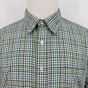 Pendleton Mens Bridgeport Plaid Button-Down Shirt XL - Green/White Checkered Cot